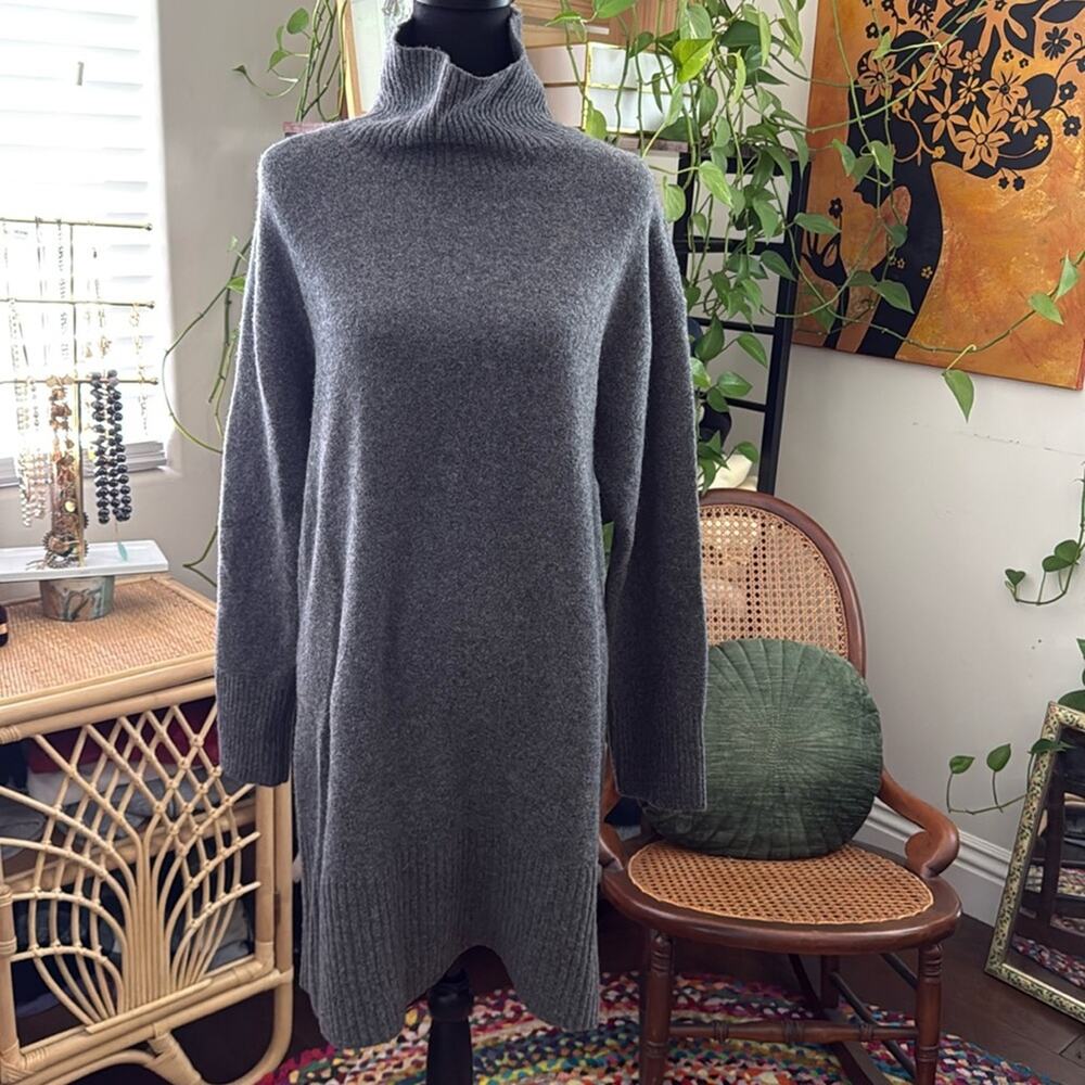 Everlane The Cozy Charcoal Gray Wool Blend Turtleneck Sweater Dress